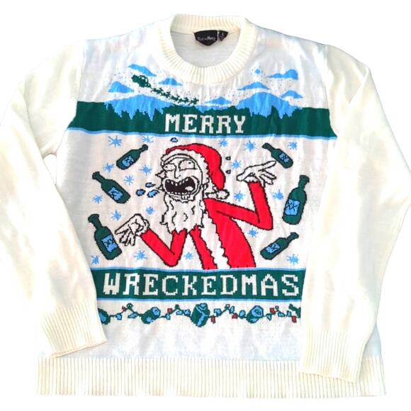 Rick and Morty Other - Rick and Morty Cartoon Ugly Christmas Sweater Unisex Size L Holiday Funny Drinks